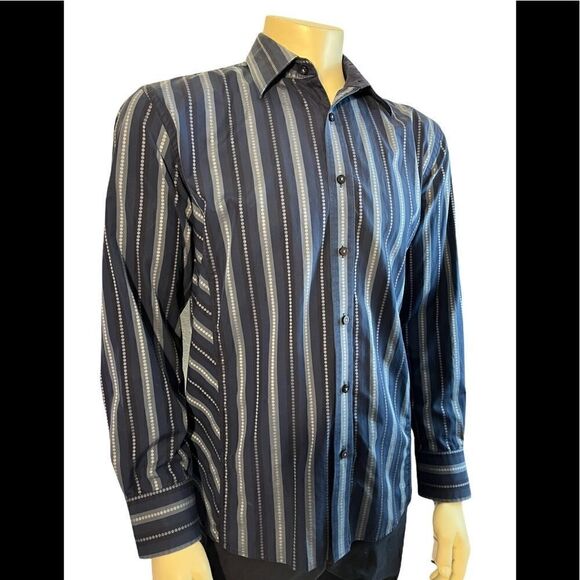 Men’s Large Blue and Gray Zagiri Casual Dress Shirt - Picture 1 of 6